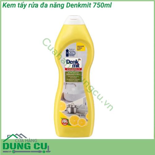 Kem tẩy rửa đa năng Denkmit 750ml giúp làm sạch nồi inox tẩy bếp bề mặt bàn bếp chậu rửa bát… làm sạch bảo vệ bề mặt sáng bóng và ngăn ngừa các vết bám mới Hương thơm dịu mát không độc hại