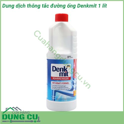 Dung dịch thông cống Denkmit 1 lít nhẹ nhàng loại bỏ tác nhân cứng đầu gây tắc nghẽn ống bởi tóc dầu mỡ hoặc xà phòng Công thức mang lại tác dụng hiệu quả cao đồng thời giúp loại bỏ mùi khó chịu Sản phẩm phù hợp với tất cả các loại đường ống phổ biến Kết quả đem lại đường ống được vệ sinh sạch sẽ