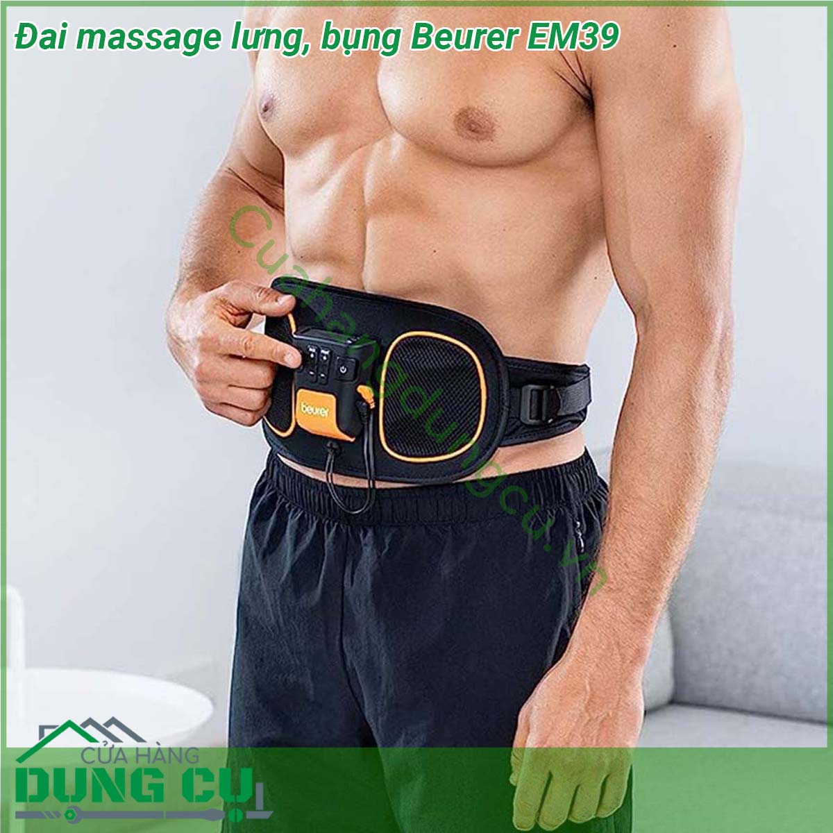 Đai massage lưng bụng Beurer EM39 hỗ trợ điều trị các bệnh đau lưng đau cơ sử dụng kích thích cơ điện để tăng cường các cơ không hoạt động ngăn ngừa teo cơ liên quan đến bất động hoặc bệnh không hoạt động liên quan phục hồi gân và cơ bắp và duy trì cơ bắp di động trong và sau khi bệnh
