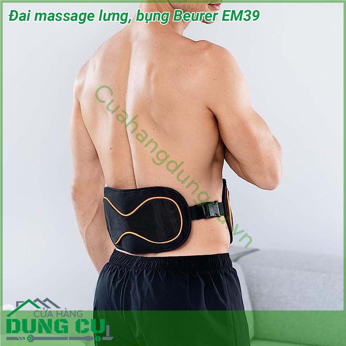 Đai massage lưng bụng Beurer EM39 hỗ trợ điều trị các bệnh đau lưng đau cơ sử dụng kích thích cơ điện để tăng cường các cơ không hoạt động ngăn ngừa teo cơ liên quan đến bất động hoặc bệnh không hoạt động liên quan phục hồi gân và cơ bắp và duy trì cơ bắp di động trong và sau khi bệnh
