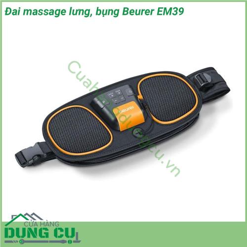 Đai massage lưng bụng Beurer EM39 hỗ trợ điều trị các bệnh đau lưng đau cơ sử dụng kích thích cơ điện để tăng cường các cơ không hoạt động ngăn ngừa teo cơ liên quan đến bất động hoặc bệnh không hoạt động liên quan phục hồi gân và cơ bắp và duy trì cơ bắp di động trong và sau khi bệnh