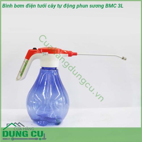 Bình bơm điện tưới cây tự động phun sương BMC 3L gọn nhẹ phù hợp với việc chăm sóc hoa cây cảnh phun thuốc diệt côn trùng trong gia đình  Sản phẩm sạc pin Lithium có thể phun xịt được 30 bình 3 lít sau mỗi lần sạc đầy