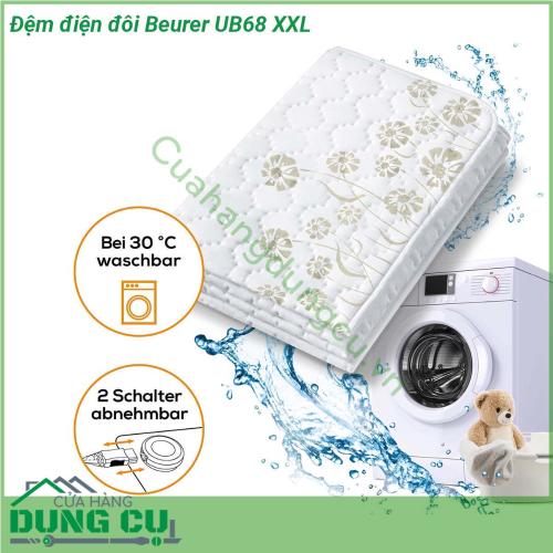 Đệm điện đôi Beurer UB68 XXL được hoạt động trên nguyên tắc cảm ứng thân nhiệt rất hiện đại trong đệm điện Beurer UB68XXL có gắn nhiệt kế cực nhỏ ở bề mặt trong đệm và một bộ điều khiển tích hợp đồng hồ hiển thị nhiệt độ Chế độ tự động ngắt sau khi hoạt động được khoảng 12 giờ có 4 nút tự động điều chỉnh nhiệt độ và tự động ngắt điện khi có sự cố đồng thời sản phẩm có thể giặt được bằng máy giặt hoặc bằng tay