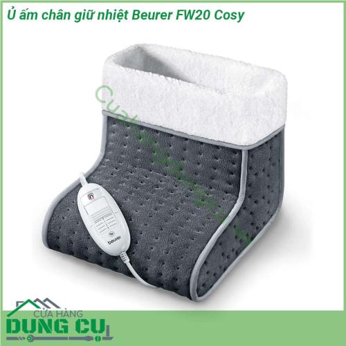 Ủ ấm chân giữ nhiệt Beurer FW20 Cosy được làm bằng lớp lông mịn bên trong bên ngoài là lớp vải dầy màu bắt mắt chiếc ủng này sử dụng nguồn điện để làm nóng phần đệm bông mang lại cho bạn cảm giác ấm áp dễ chịu