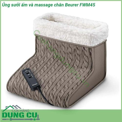 Ủng sưởi ấm và massage chân Beurer FWM45 được làm bằng lớp lông mịn bên trong bên ngoài là lớp vải dầy màu bắt mắt chiếc ủng này sử dụng nguồn điện để làm nóng phần đệm bông mang lại cho bạn cảm giác ấm áp dễ chịu Với Ủ ấm massage chân Beurer FWM45 bạn chỉ cần cho chân vào trong và giữ trong khoảng vài phút hơi ấm sẽ đi từ chân lan tỏa khắp cơ thể bạn mang lại cảm giác ấm áp nhanh chóng