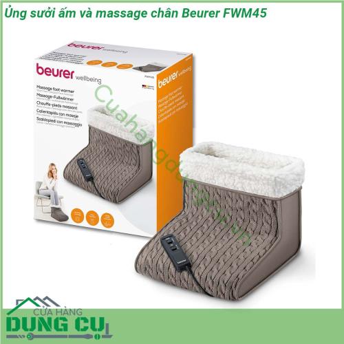 Ủng sưởi ấm và massage chân Beurer FWM45 được làm bằng lớp lông mịn bên trong bên ngoài là lớp vải dầy màu bắt mắt chiếc ủng này sử dụng nguồn điện để làm nóng phần đệm bông mang lại cho bạn cảm giác ấm áp dễ chịu Với Ủ ấm massage chân Beurer FWM45 bạn chỉ cần cho chân vào trong và giữ trong khoảng vài phút hơi ấm sẽ đi từ chân lan tỏa khắp cơ thể bạn mang lại cảm giác ấm áp nhanh chóng