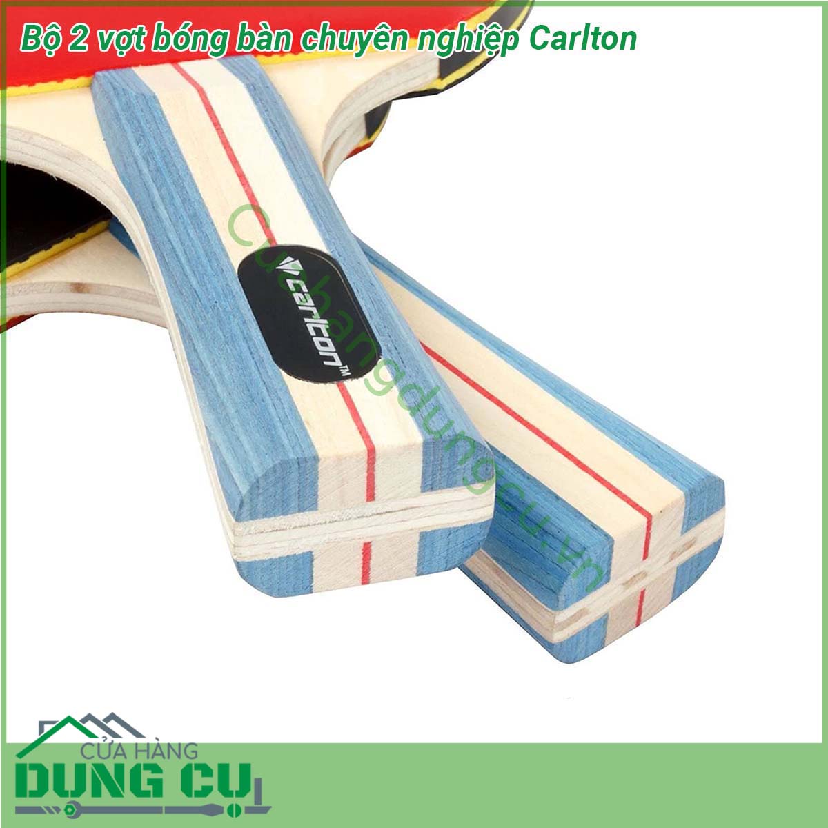 Bộ 2 vợt bóng bàn chuyên nghiệp Carlton với&nbsp;bề mặt cao su mềm phủ ngoài vợt gỗ&nbsp;cho phép bóng nảy tốt và đánh dễ hơn cảm giác rất thích Tay cầm vợt&nbsp;bằng gỗ cao cấp&nbsp;7 lớp vừa vặn &nbsp;tạo cảm giác thoải mái khi cầm nắm và có độ&nbsp;bền bỉ duy trì suốt thời gian dài