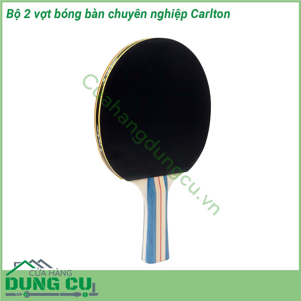 Bộ 2 vợt bóng bàn chuyên nghiệp Carlton với bề mặt cao su mềm phủ ngoài vợt gỗ cho phép bóng nảy tốt và đánh dễ hơn cảm giác rất thích Tay cầm vợt bằng gỗ cao cấp 7 lớp vừa vặn  tạo cảm giác thoải mái khi cầm nắm và có độ bền bỉ duy trì suốt thời gian dài