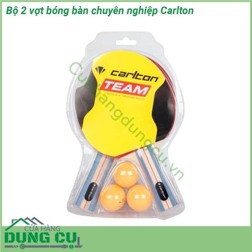 Bộ 2 vợt bóng bàn chuyên nghiệp Carlton với bề mặt cao su mềm phủ ngoài vợt gỗ cho phép bóng nảy tốt và đánh dễ hơn cảm giác rất thích Tay cầm vợt bằng gỗ cao cấp 7 lớp vừa vặn  tạo cảm giác thoải mái khi cầm nắm và có độ bền bỉ duy trì suốt thời gian dài
