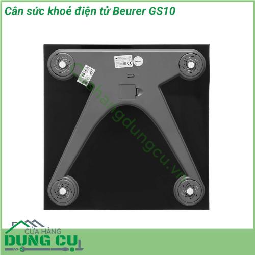 Cân sức khoẻ điện tử Beurer GS10 cung cấp chỉ số cân nặng chính xác cho người con vật hàng hóa trọng lượng tải chịu được tối đa lên đến 180 kg  Cân điện tử Beurer GS10 thiết kế sang trọng tăng tính thẩm mỹ cho không gian sử dụng giúp bạn theo dõi thường xuyên cân nặng của mình để cải thiện sức khỏe vóc dáng hiệu quả