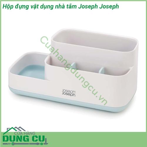 Hộp đựng vật dụng nhà tắm Joseph Joseph đa năng được thiết kế chống trượt có 5 ngăn với kích cỡ khác nhau  thiết kế bằng vật liệu nhựa chất lượng cao cùng công nghệ sản xuất theo tiêu chuẩn Châu Âu  không chứa chất BPA đảm bảo an toàn cho người sử dụng trong thời gian dài Với tông màu trắng kết hợp với xanh nhạt càng làm cho sản phẩm thêm trang nhã hiện đại cho phòng tắm của bạn