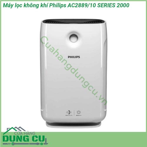 Máy lọc không khí Philips AC2889 10 SERIES 2000 làm sạch không khí trong vòng chưa đầy 9 phút cho phòng hay khu vực diện tích lên đến 79m2 Chỉ với một nút nhấn  máy lọc không khí Philips series 2000 này sẽ lọc sạch các vi rút chất gây dị ứng hoặc chất ô nhiễm vô hình trong các phòng của gia đình nhà bạn để giữ cho ngôi nhà hay văn phòng làm việc của bạn luôn sạch sẽ và an toàn