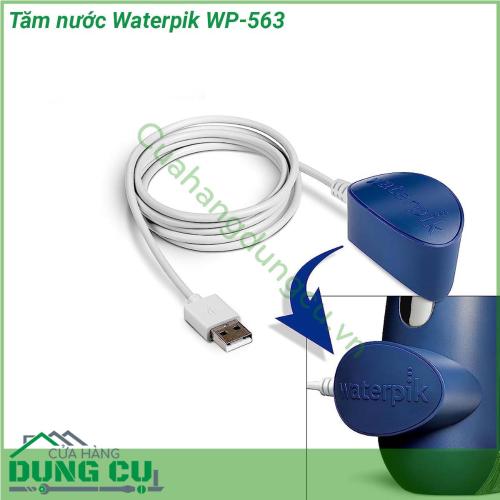 Tăm nước Waterpik WP-563 là máy tăm nước không dây tiên tiến nhất cho đến nay  Máy có thiết kế hiện đại sang trọng với hệ thống sạc pin nhanh bằng nam châm máy hoạt động êm ái có 3 cấp độ phun đầu phun có thể xoay 360 độ dễ thêm nước vào bình chứa (đủ nước sử dụng trong 45-60 giây tùy theo cấp độ phun) có thể sử dụng trong khi đang tắm