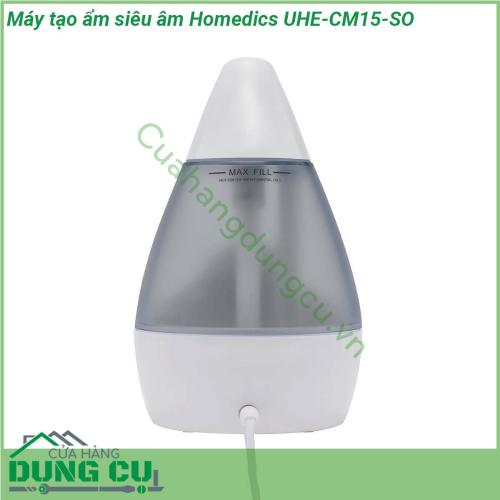 Máy tạo ẩm siêu âm Homedics UHE-CM15-SO thiết kế kiểu dáng nhỏ gọn với tính năng phun sương siêu âm thông minh hỗ trợ khử khuẩn trong không khí không gây tiếng ồn  Dung tích bình chứa lớn 650ml hoạt động liên tục trong 10 giờ mà không cần chiêm nước nhiều lần Chế độ tự động ngắt bảo vệ khi bình chứa không có nước