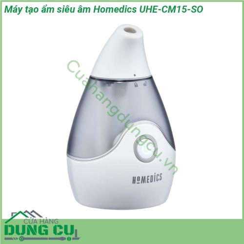 Máy tạo ẩm siêu âm Homedics UHE-CM15-SO thiết kế kiểu dáng nhỏ gọn với tính năng phun sương siêu âm thông minh hỗ trợ khử khuẩn trong không khí không gây tiếng ồn  Dung tích bình chứa lớn 650ml hoạt động liên tục trong 10 giờ mà không cần chiêm nước nhiều lần Chế độ tự động ngắt bảo vệ khi bình chứa không có nước