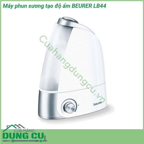 Máy phun sương tạo độ ẩm BEURER LB44 có kiểu dáng rất sang trọng với màu trắng hiện đại giúp bạn có thể đặt nó ở bất cứ đâu mà không sợ làm xấu đi không gian của mình Khoang chứa nước thiết kế với màu trong suốt giúp bạn dễ dàng quan sát để chế thêm nước khi cần tránh bị gián đoạn hoạt động  Núm xoay giúp bạn dễ dàng vận hành sản phẩm Phần nắp máy làm bằng inox hạn chế bám bẩn và dễ làm sạch Thiết kế nhỏ gọn của sản phẩm không làm tốn quá nhiều diện tích không gian của bạn