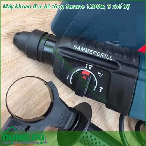 Máy khoan đục bê tông Susano 1200W 3 chế độ mang tới hiệu quả tối đa trong công việc nhờ thiết kế thông minh cho sự tiện lợi khi thao tác Máy hoạt động mạnh mẽ và nhỏ gọn giúp bạn dễ dàng thực hiện các công việc sửa chữa lắp đặt cần có máy khoan Sản phẩm nổi bật với thiết kế hiện đại máy với khả năng cách nhiệt cách điện cao mang đến sự an toàn tối đa cho người dùng