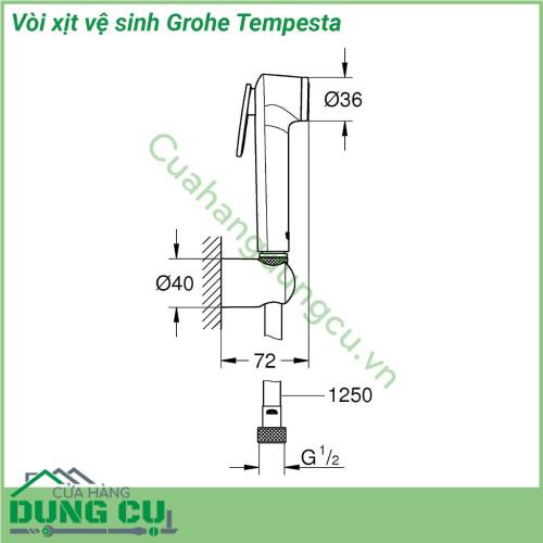 Vòi xịt vệ sinh Grohe Tempesta được thiết kế với kiểu dáng sang trọng hiện đại cùng với những tính năng vượt trội mang lại sự tiện dụng và bền bỉ cho khách hàng trong quá trình sử dụng sản phẩm  Dùng với bồn cầu nhà tắm phòng vệ sinh gia đình khách sạn resort