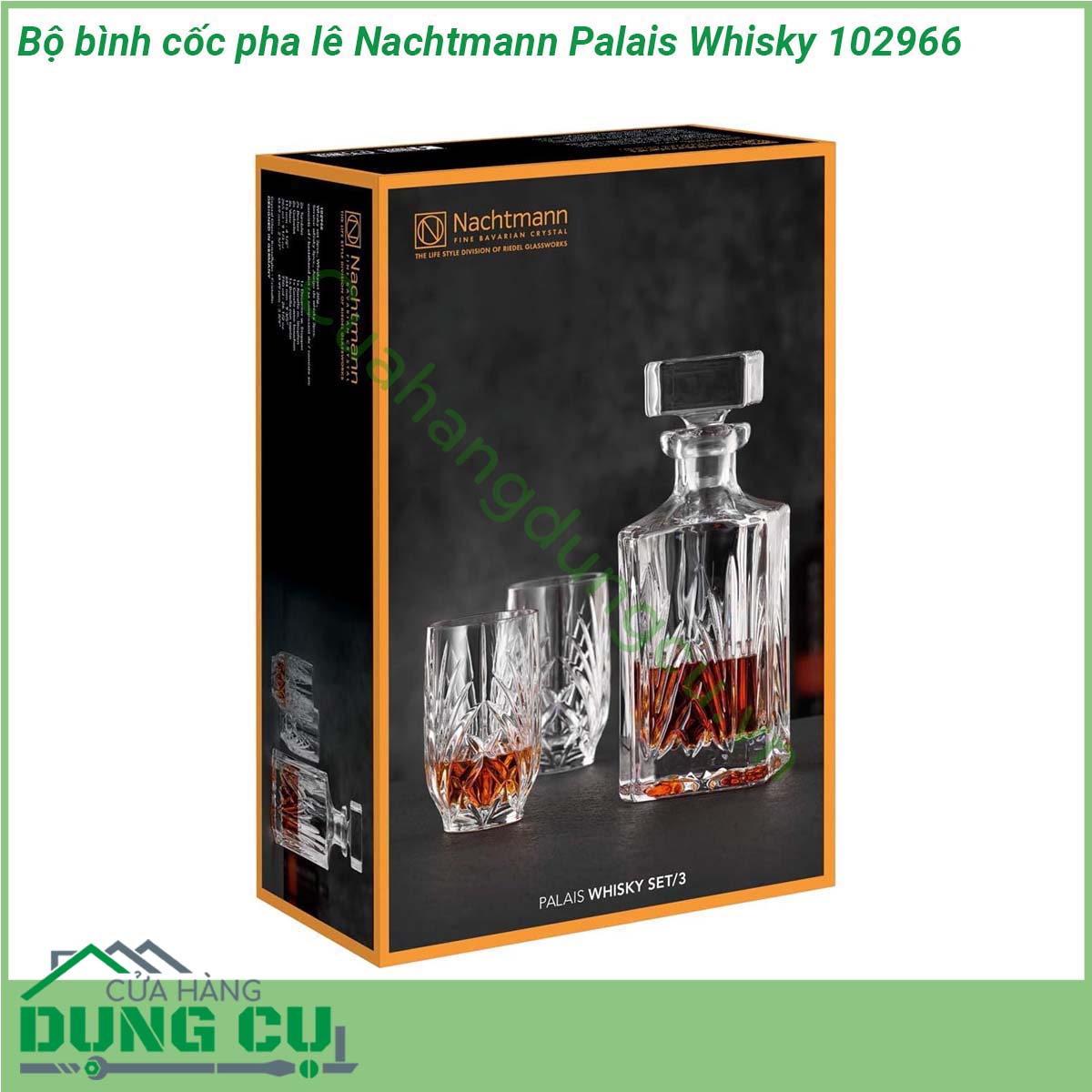 Bộ bình cốc pha lê Nachtmann Palais Whisky 102966 với thiết kế truyền thống và được làm bằng thủy tinh pha lê chất lượng cao những chiếc cốc Nachtmann 102966 Palais Whisky Tumblers tạo ra một bầu không khí rực rỡ lấp lánh và đảm bảo mang đến sự sang trọng và phong cách cho mọi dịp Bộ bình rượu pha lê Nachtmann 102966 Palais Whisky là một sản phẩm nằm trong bộ sưu tập Palais của thương hiệu pha lê cao cấp Nachtmann