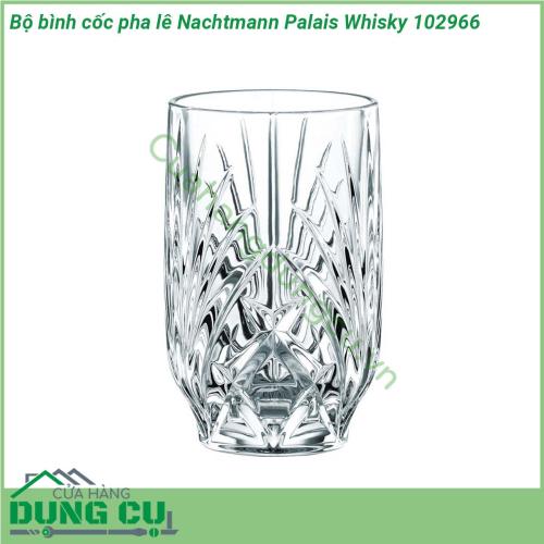 Bộ bình cốc pha lê Nachtmann Palais Whisky 102966 với thiết kế truyền thống và được làm bằng thủy tinh pha lê chất lượng cao những chiếc cốc Nachtmann 102966 Palais Whisky Tumblers tạo ra một bầu không khí rực rỡ lấp lánh và đảm bảo mang đến sự sang trọng và phong cách cho mọi dịp Bộ bình rượu pha lê Nachtmann 102966 Palais Whisky là một sản phẩm nằm trong bộ sưu tập Palais của thương hiệu pha lê cao cấp Nachtmann