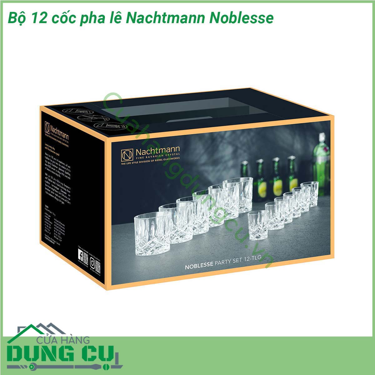 Bộ 12 cốc pha lê Nachtmann Noblesse nhẹ bền có khả năng chịu lực tốt màu sắc và độ sáng bóng không bị mai một với thời gian Nachtmann Noblesse được sản xuất 100 tại Đức Có khả năng chịu nhiệt lên tới 65 độ C và có thể vệ sinh an toàn bằng máy rửa bát  không làm suy giảm chất lượng thủy tinh sau nhiều lần rửa