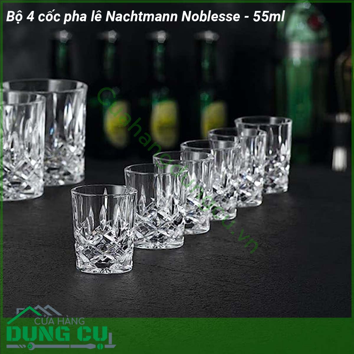 Bộ 4 cốc pha lê Nachtmann Noblesse - 55ml được làm từ chất liệu pha lê không chì sản xuất theo tiêu chuẩn của Đức cẩn thận từ khâu chọn nguyên liệu được nung ở nhiệt độ cao trên 1500oC vì vậy hoàn toàn có thể yên tâm về độ trong độ bền và độ an toàn không chứa chì an toàn cho sức khỏe người tiêu dùng