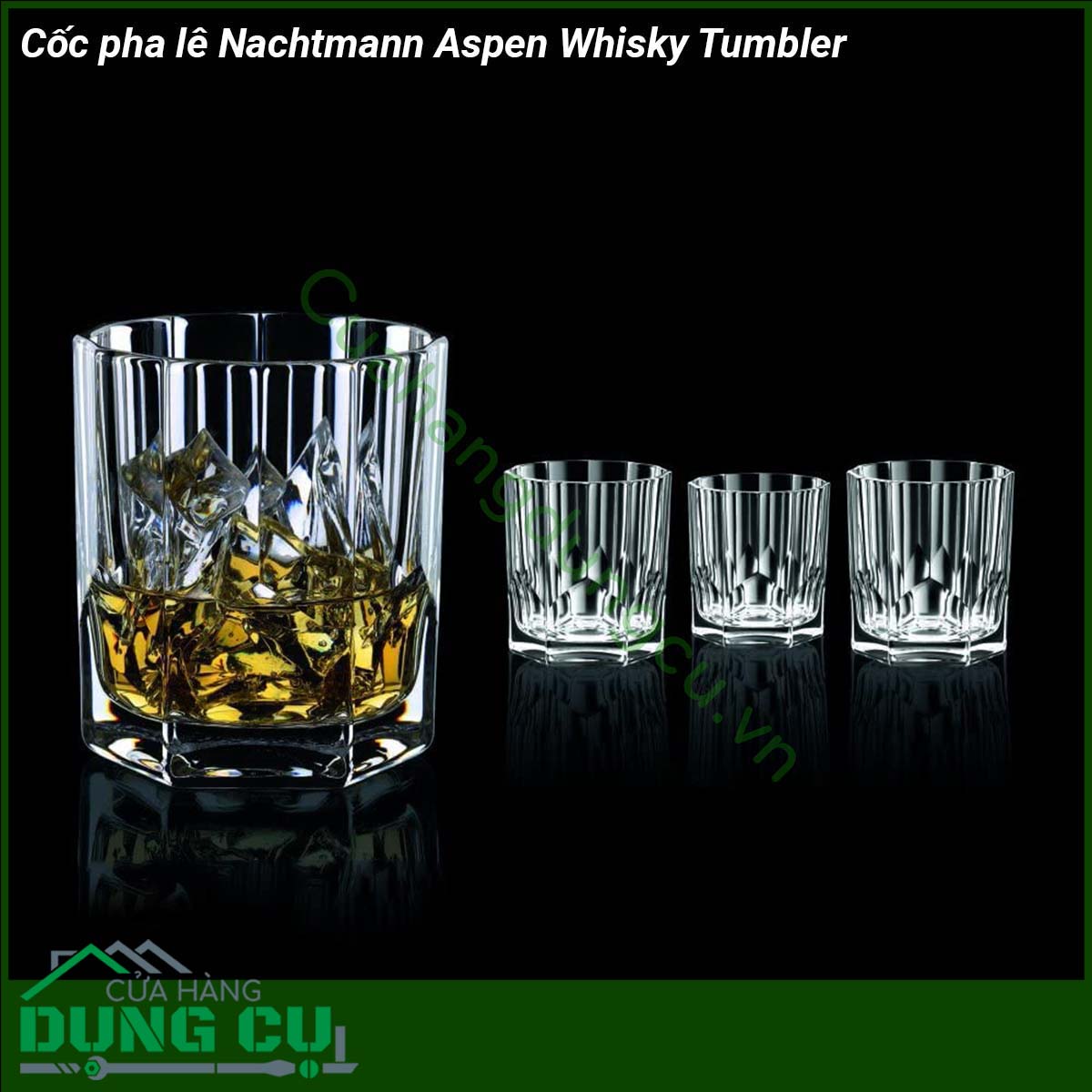 Cốc pha lê Nachtmann Aspen Whisky Tumbler set 4 với chất liệu là pha lê không chì đảm bảo sức khoẻ tuổi thọ cực cao cầm nặng tay và sử dụng công nghệ chống vỡ xước và rạn nứt hiệu quả  Những chiếc cốc pha lê này hoàn hảo cho các loại rượu whisky hảo hạng cocktail nước trái cây và nước ngọt