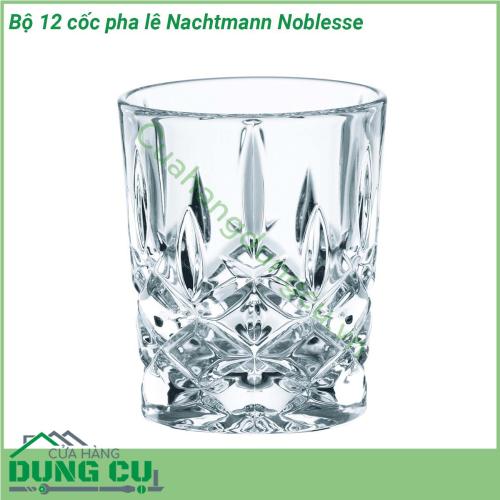 Bộ 12 cốc pha lê Nachtmann Noblesse nhẹ bền có khả năng chịu lực tốt màu sắc và độ sáng bóng không bị mai một với thời gian Nachtmann Noblesse được sản xuất 100 tại Đức Có khả năng chịu nhiệt lên tới 65 độ C và có thể vệ sinh an toàn bằng máy rửa bát  không làm suy giảm chất lượng thủy tinh sau nhiều lần rửa