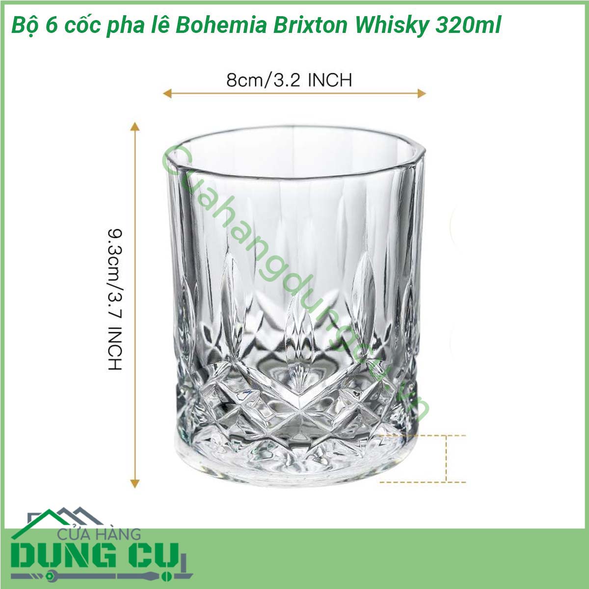 Bộ 6 cốc pha lê Bohemia Brixton Whisky 320ml gồm 6 chiếc được thiết kế từ những người thợ có tay nghề thủ công hàng thế kỷ những chiếc cốc pha rượu whisky thiết kế ấn tượng với hoa văn sống động tạo phong cách độc đáo chuyên dùng cho rượu whisky đồ uống