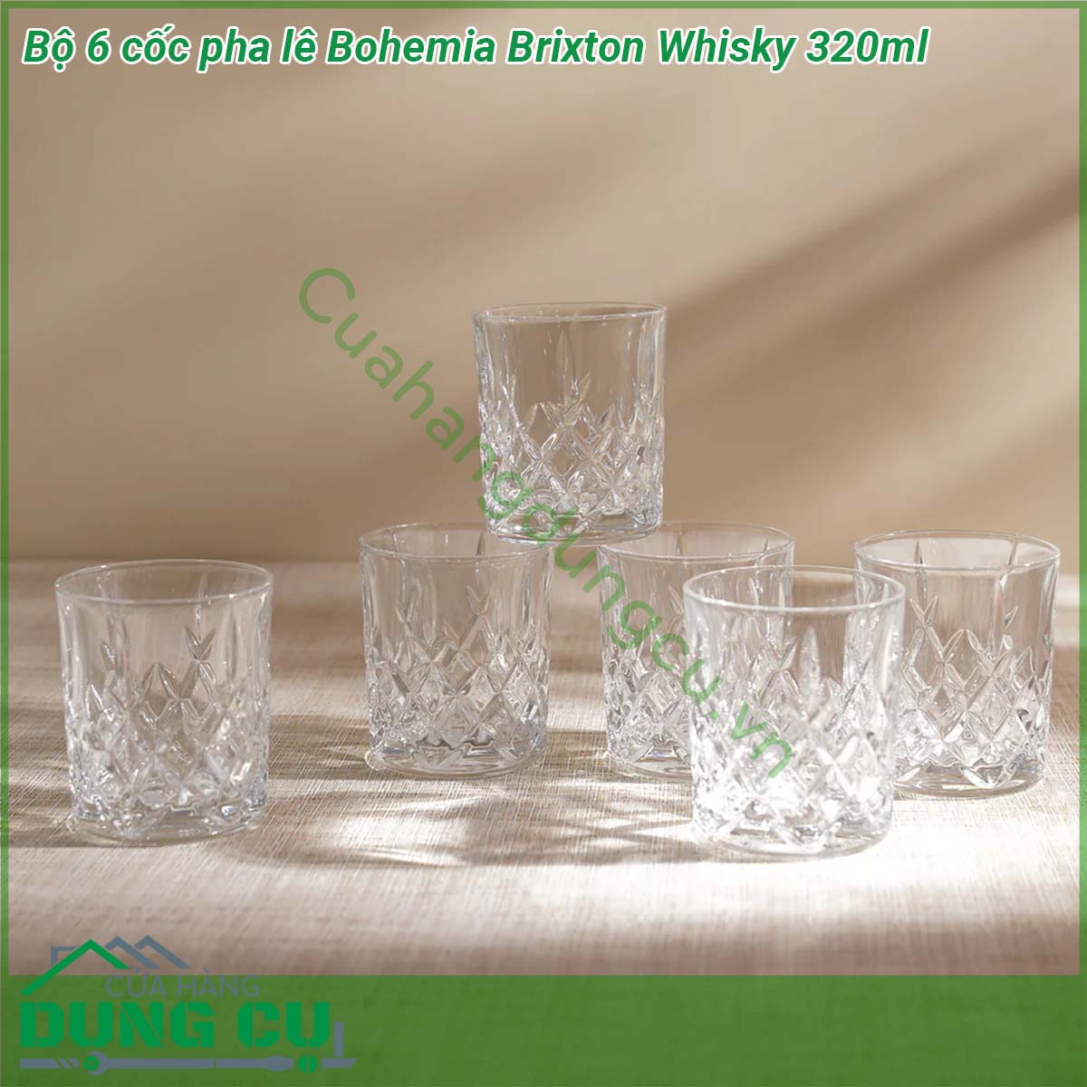 Bộ 6 cốc pha lê Bohemia Brixton Whisky 320ml gồm 6 chiếc được thiết kế từ những người thợ có tay nghề thủ công hàng thế kỷ những chiếc cốc pha rượu whisky thiết kế ấn tượng với hoa văn sống động tạo phong cách độc đáo chuyên dùng cho rượu whisky đồ uống