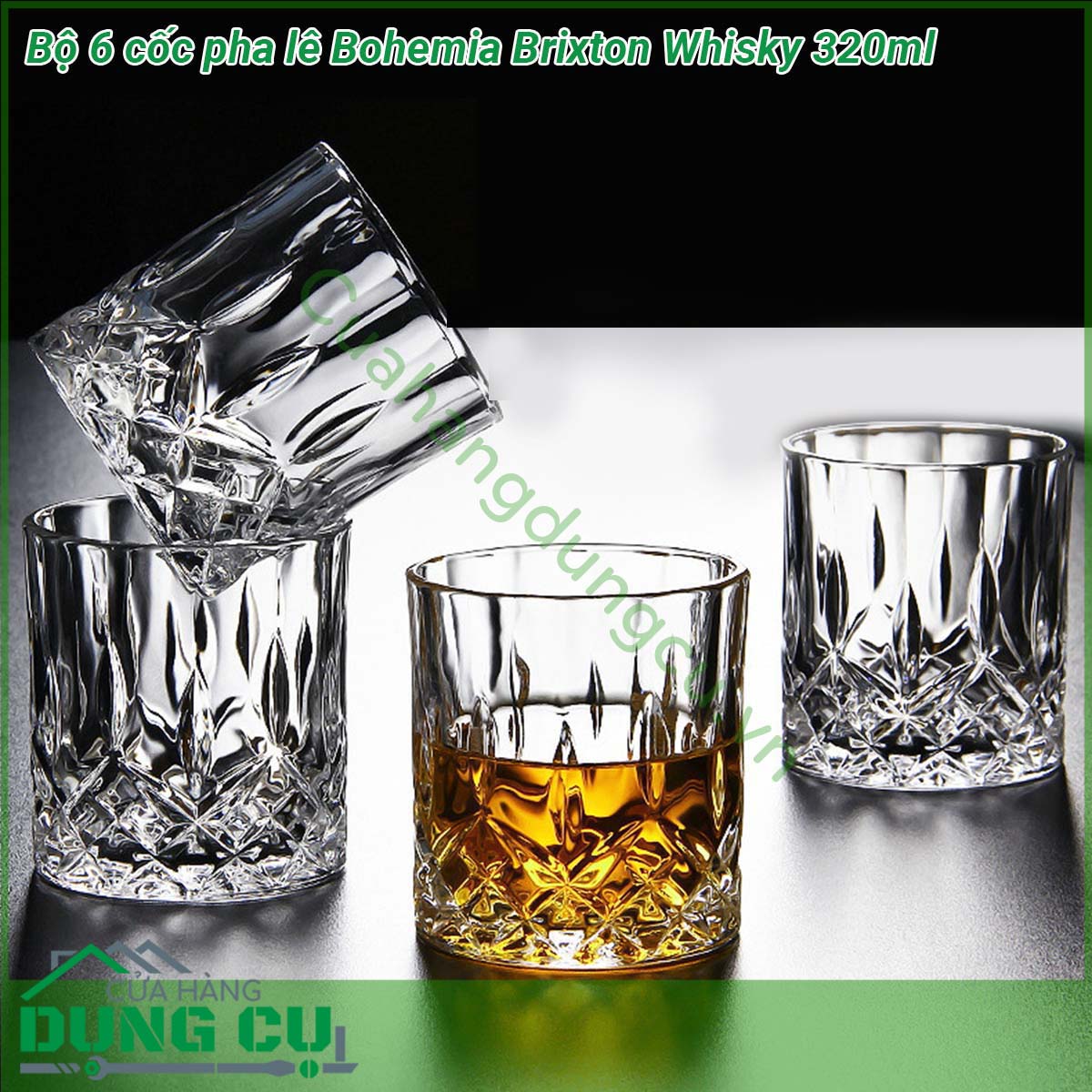 Bộ 6 cốc pha lê Bohemia Brixton Whisky 320ml gồm 6 chiếc được thiết kế từ những người thợ có tay nghề thủ công hàng thế kỷ những chiếc cốc pha rượu whisky thiết kế ấn tượng với hoa văn sống động tạo phong cách độc đáo chuyên dùng cho rượu whisky đồ uống