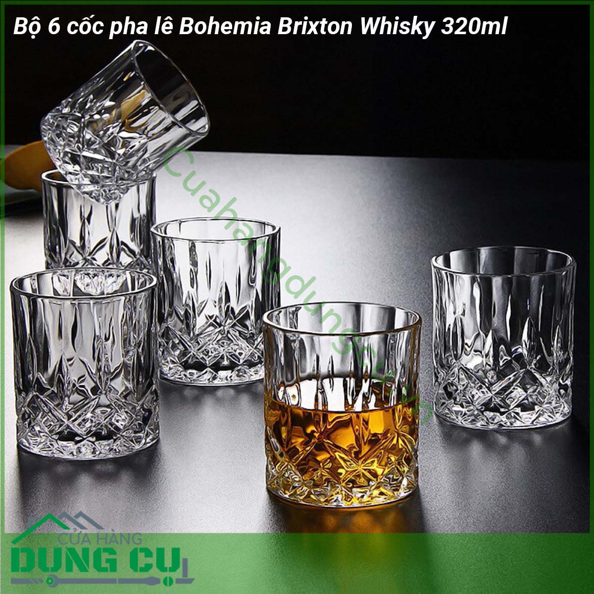 Bộ 6 cốc pha lê Bohemia Brixton Whisky 320ml gồm 6 chiếc được thiết kế từ những người thợ có tay nghề thủ công hàng thế kỷ những chiếc cốc pha rượu whisky thiết kế ấn tượng với hoa văn sống động tạo phong cách độc đáo chuyên dùng cho rượu whisky đồ uống