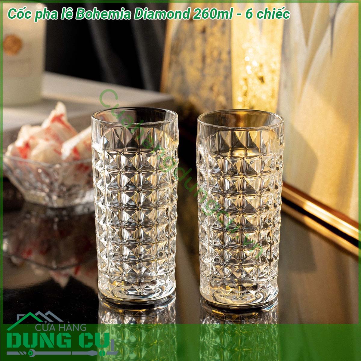 Cốc pha lê Bohemia Diamond 260ml - 6 chiếc có độ bền cao giữ nhiệt tốt thiết kế đơn giản thanh lịch và phù hợp với tính chất của rượu giúp giữ trọn mùi vị và làm lan tỏa hương vị của rượu một hiệu quả Cốc Pha Lê Diamond 260ml được thiết kế  mài giũa cực kì bắt mắt Thiết kế cũng được chú trọng nhằm đảm bảo không bị trơn trượt