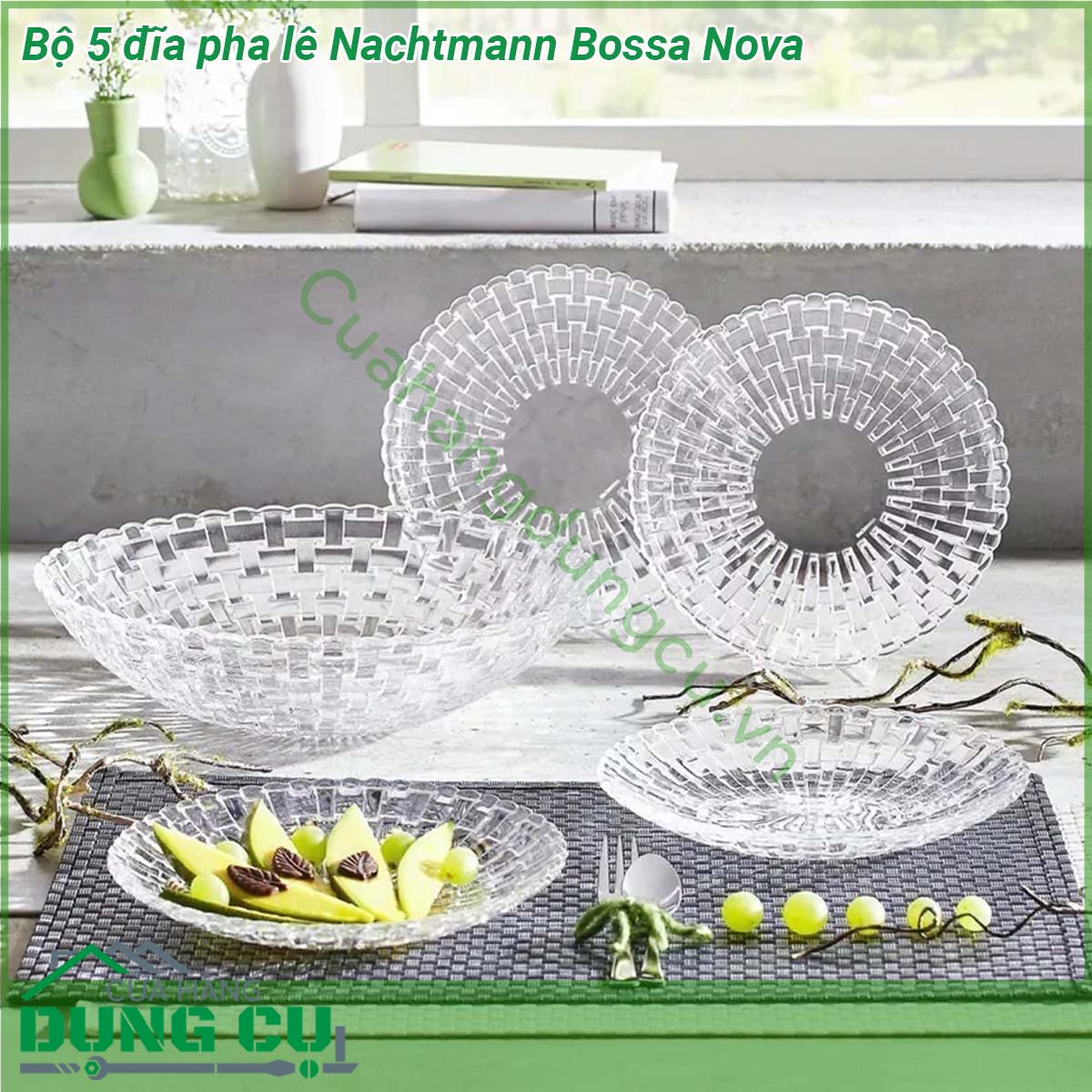 Bộ 5 đĩa pha lê Nachtmann Bossa Nova có khối lượng vô cùng nhẹ bền và có khả năng chịu lực tốt không dễ bị lực làm cho vỡ hoặc sứt mẻ hoàn toàn có thể sử dụng với máy rửa bát