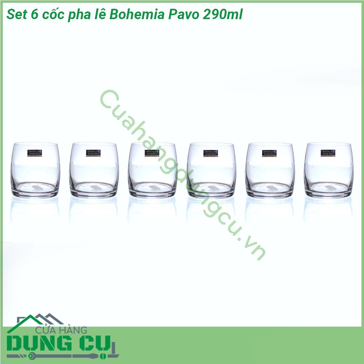 Set 6 cốc pha lê Bohemia Pavo 290ml được làm từ chất liệu pha lê cao cấp của vùng Bohemia Tiệp Khắc Đây là loại chất liệu lừng danh nổi tiếng trên toàn thế giới về chất lượng và độ tinh khiết Tất cả các sản phẩm đều là sự kết tinh của truyền thống chế tác pha lê hàng trăm năm lịch sử cùng với sự trao chuốt trong quy trình sản xuất tỉ mỉ trong từng công đoạn gia công nên đảm bảo mỗi sản phẩm xuất xưởng là một kiệt tác nghệ thuật hoàn mỹ