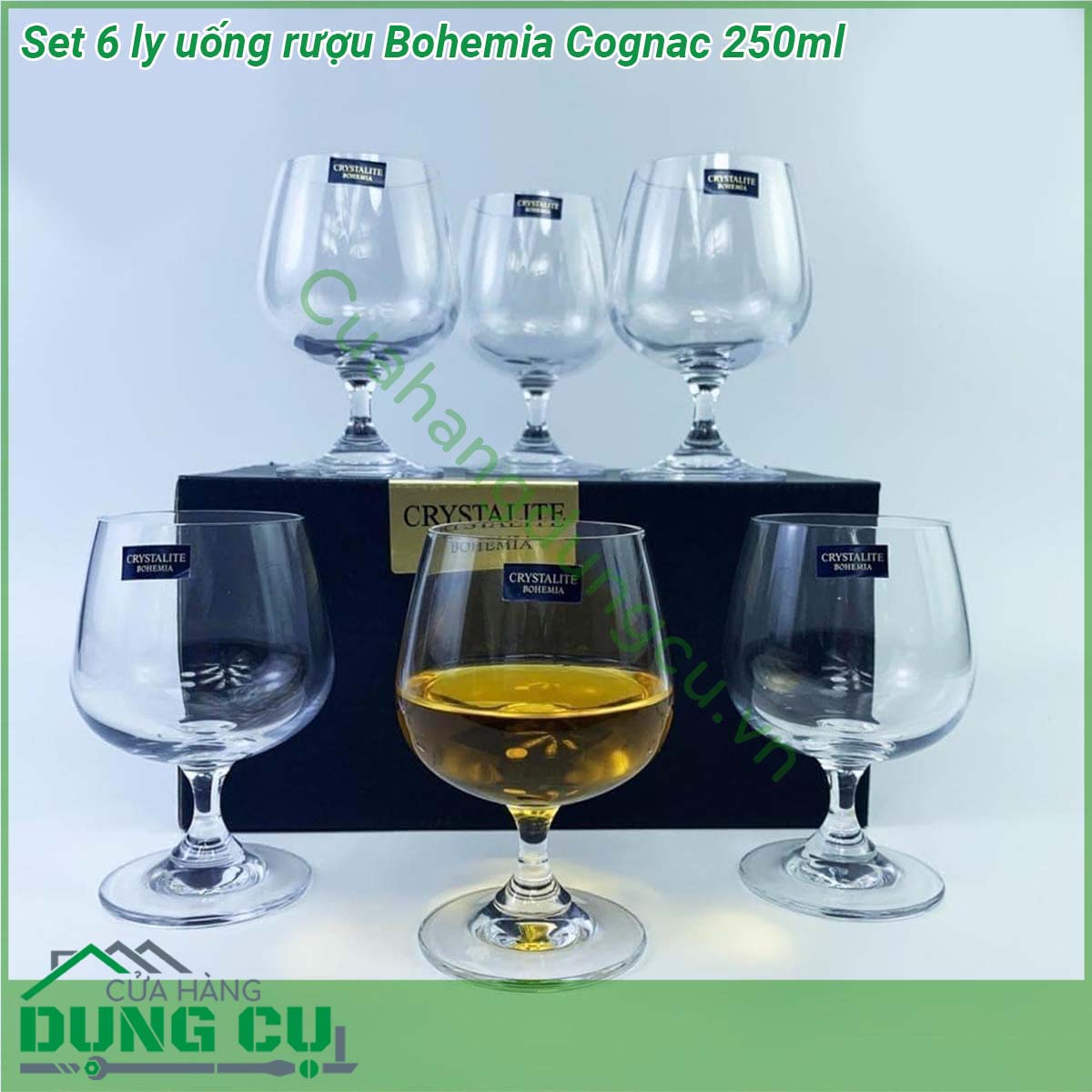 Set 6 ly uống rượu Bohemia Cognac 250ml được làm từ chất liệu cao cấp không chứa chì an toàn với sức khỏe và có độ bền vượt trội độ bóng vĩnh cửu độ trong suốt cao và âm thanh rất hấp dẫn khi cụng ly