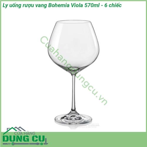 Ly uống rượu vang Bohemia Viola 570ml - 6 chiếc được làm bằng pha le cao cấp có thể chịu nhiệt lên hơn 400 độ C không có chứa chất BPA không bị thôi nhiễm các chất độc hại từ sản phẩm vào thức ăn an toàn với các loại thực phẩm có tính axit sử dụng an toàn trong máy rửa chén