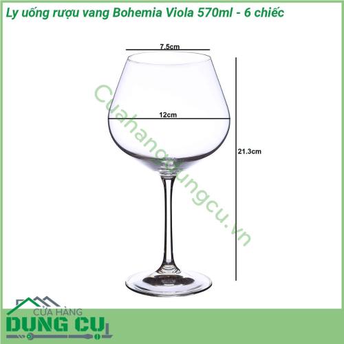 Ly uống rượu vang Bohemia Viola 570ml - 6 chiếc được làm bằng pha le cao cấp có thể chịu nhiệt lên hơn 400 độ C không có chứa chất BPA không bị thôi nhiễm các chất độc hại từ sản phẩm vào thức ăn an toàn với các loại thực phẩm có tính axit sử dụng an toàn trong máy rửa chén