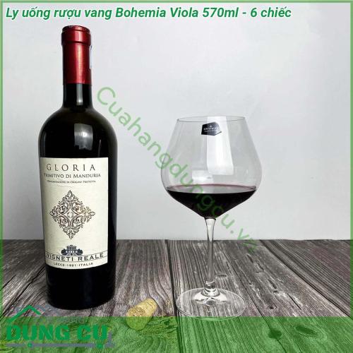 Ly uống rượu vang Bohemia Viola 570ml - 6 chiếc được làm bằng pha le cao cấp có thể chịu nhiệt lên hơn 400 độ C không có chứa chất BPA không bị thôi nhiễm các chất độc hại từ sản phẩm vào thức ăn an toàn với các loại thực phẩm có tính axit sử dụng an toàn trong máy rửa chén