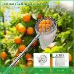 Giỏ hái quả trên cao bằng inox kèm túi vải