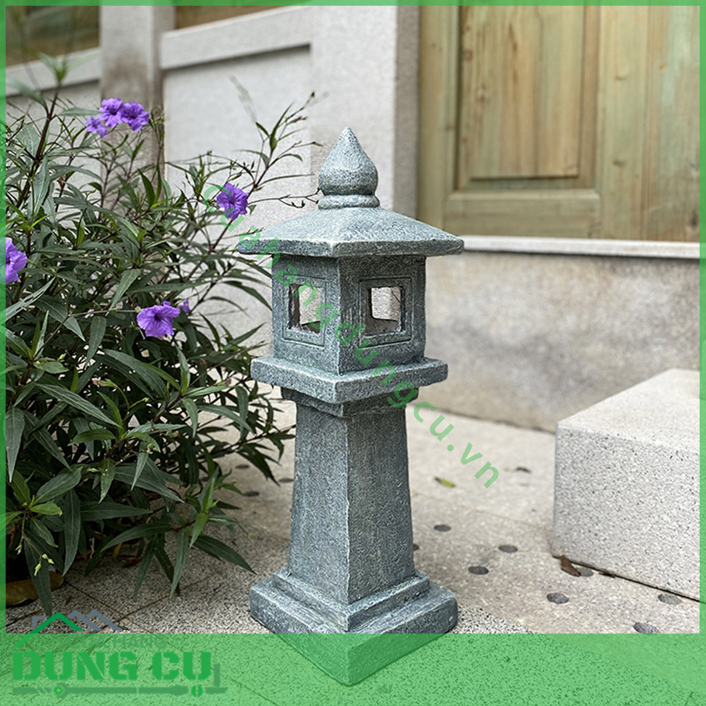 Đèn tháp vuông giả đá 80 cm để sân vườn ngoài trời