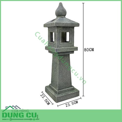 Đèn tháp vuông giả đá 80 cm để sân vườn ngoài trời