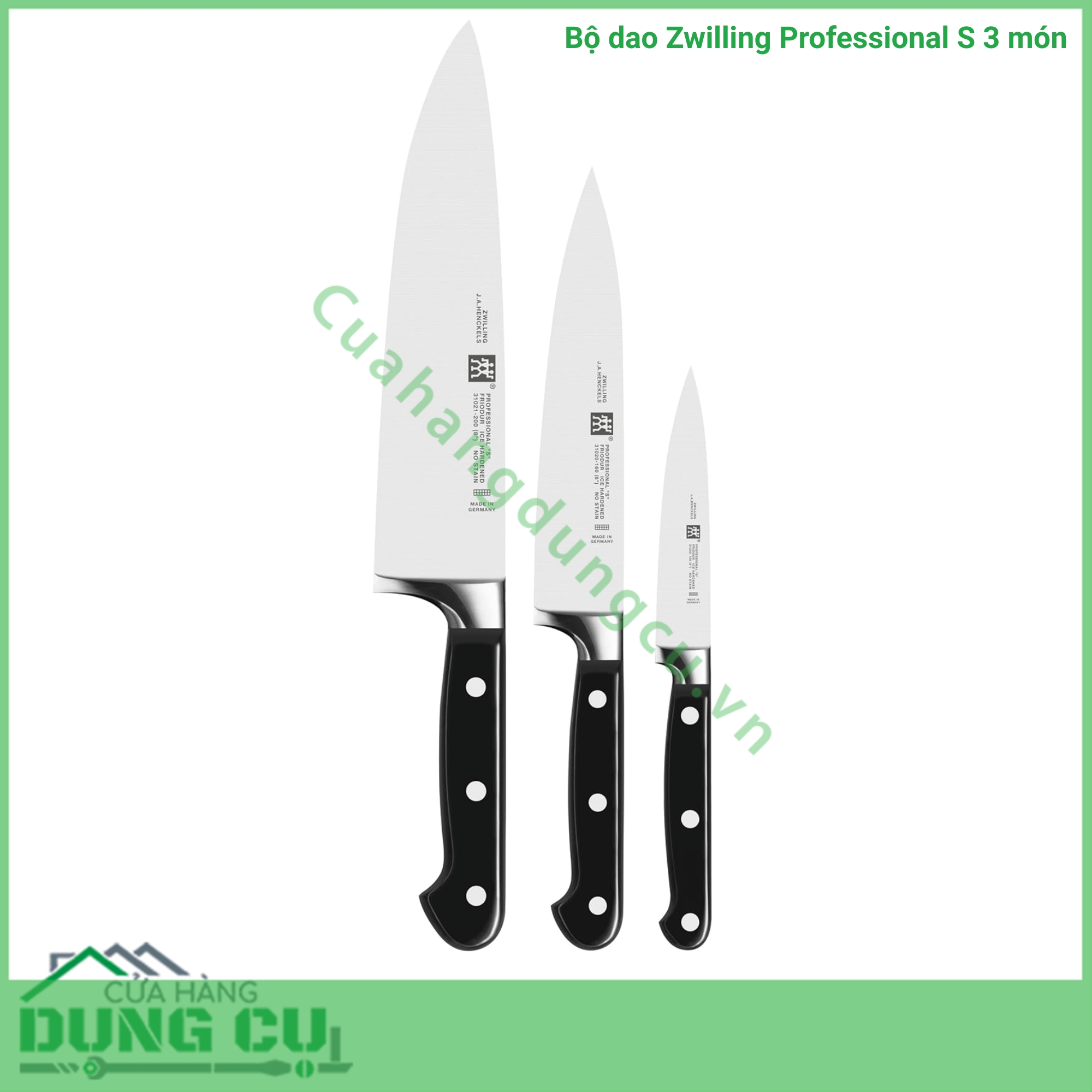 Bộ dao bếp đúc lõi thép Zwilling Professional S 3 món (DA31)