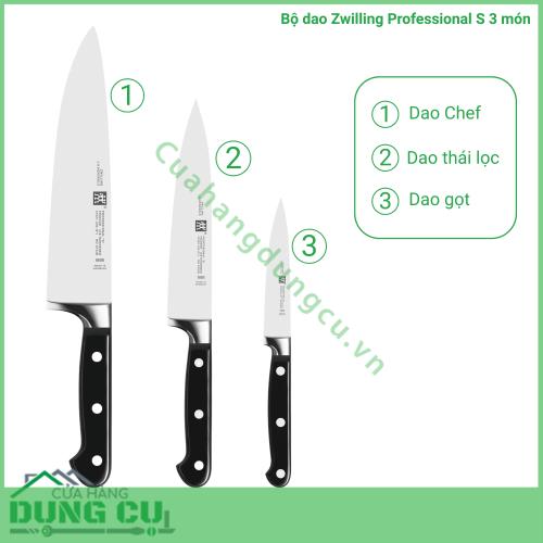 Bộ dao bếp đúc lõi thép Zwilling Professional S 3 món (DA31)
