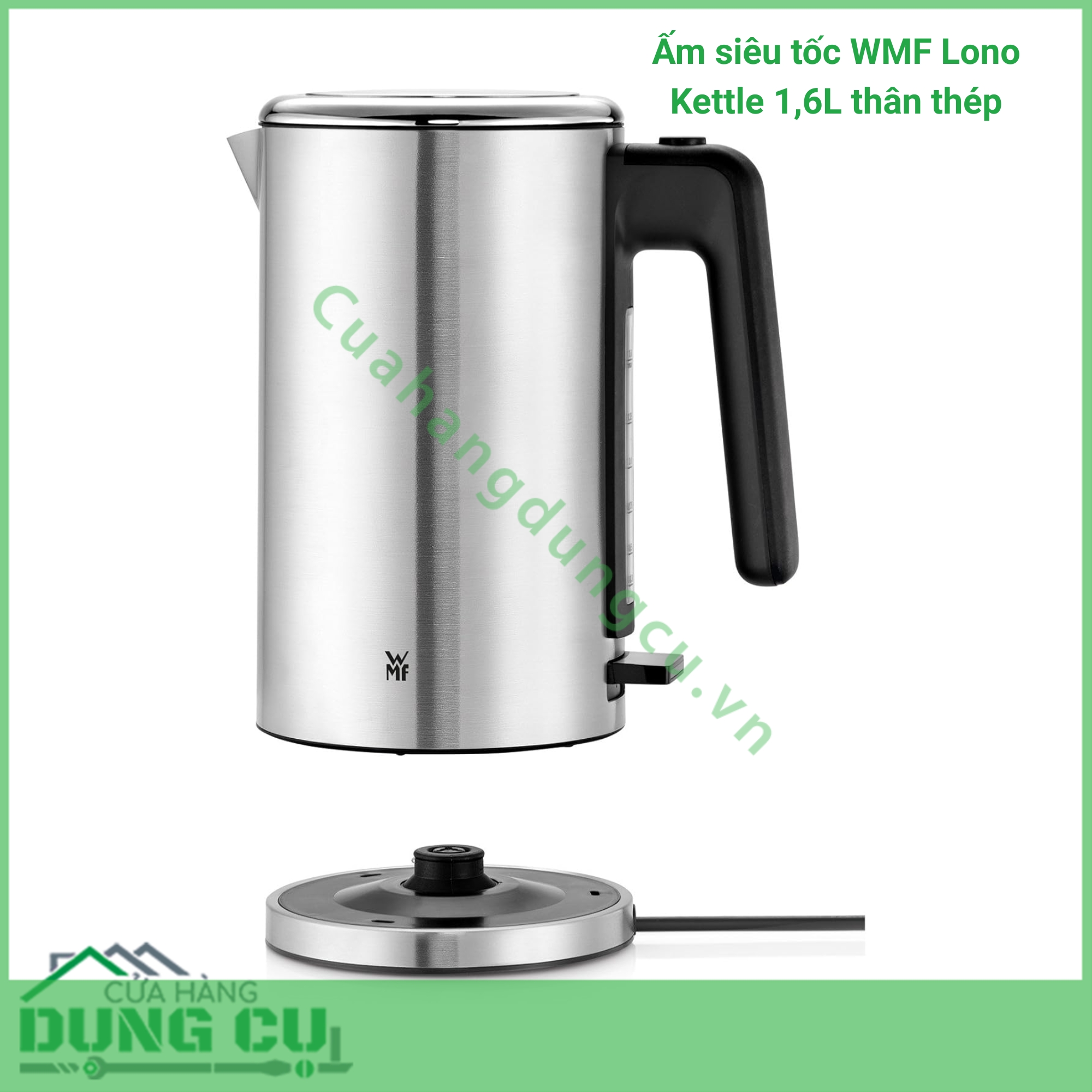 Ấm siêu tốc WMF Lono Kettle 1 6L thân thép 2 400W siêu bền đẹp