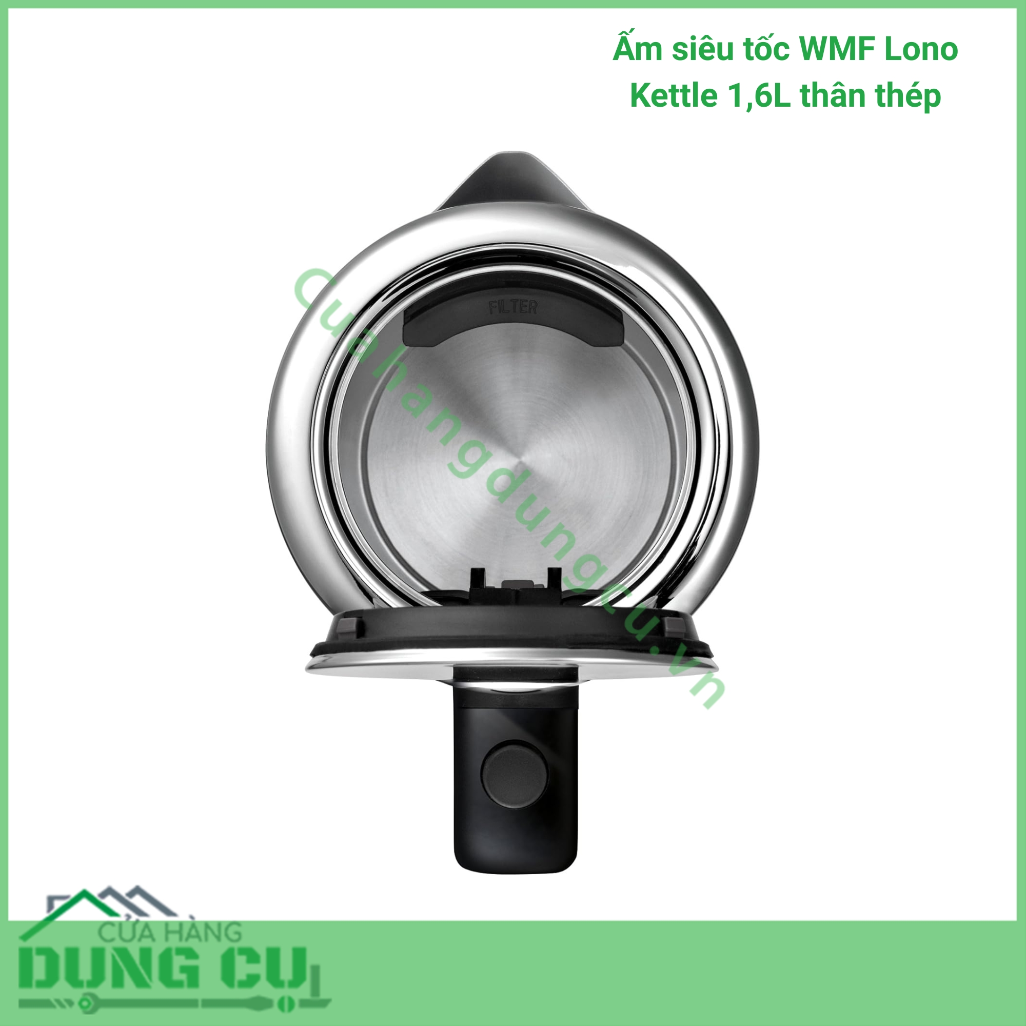 Ấm siêu tốc WMF Lono Kettle 1 6L thân thép 2 400W siêu bền đẹp