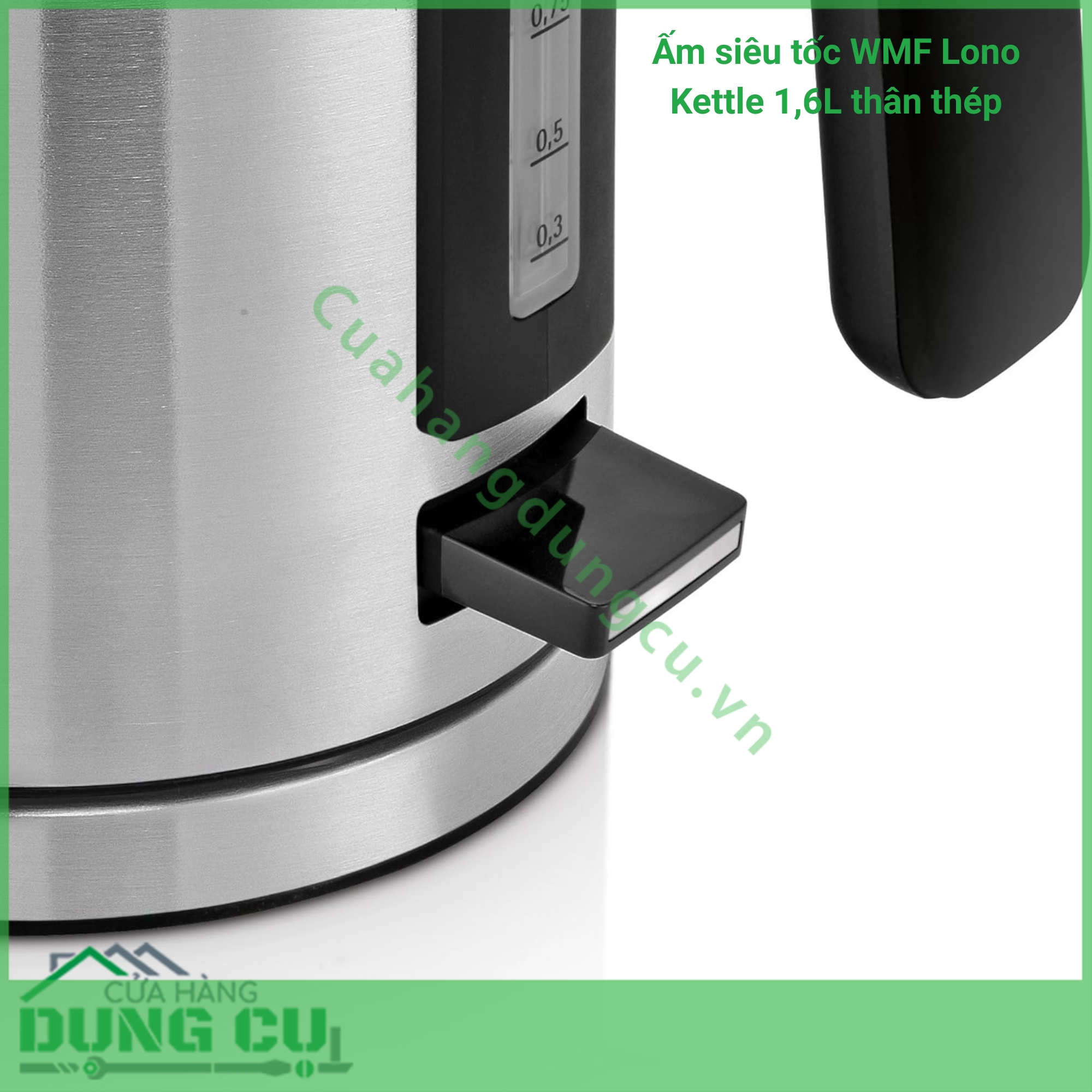 Ấm siêu tốc WMF Lono Kettle 1 6L thân thép 2 400W siêu bền đẹp