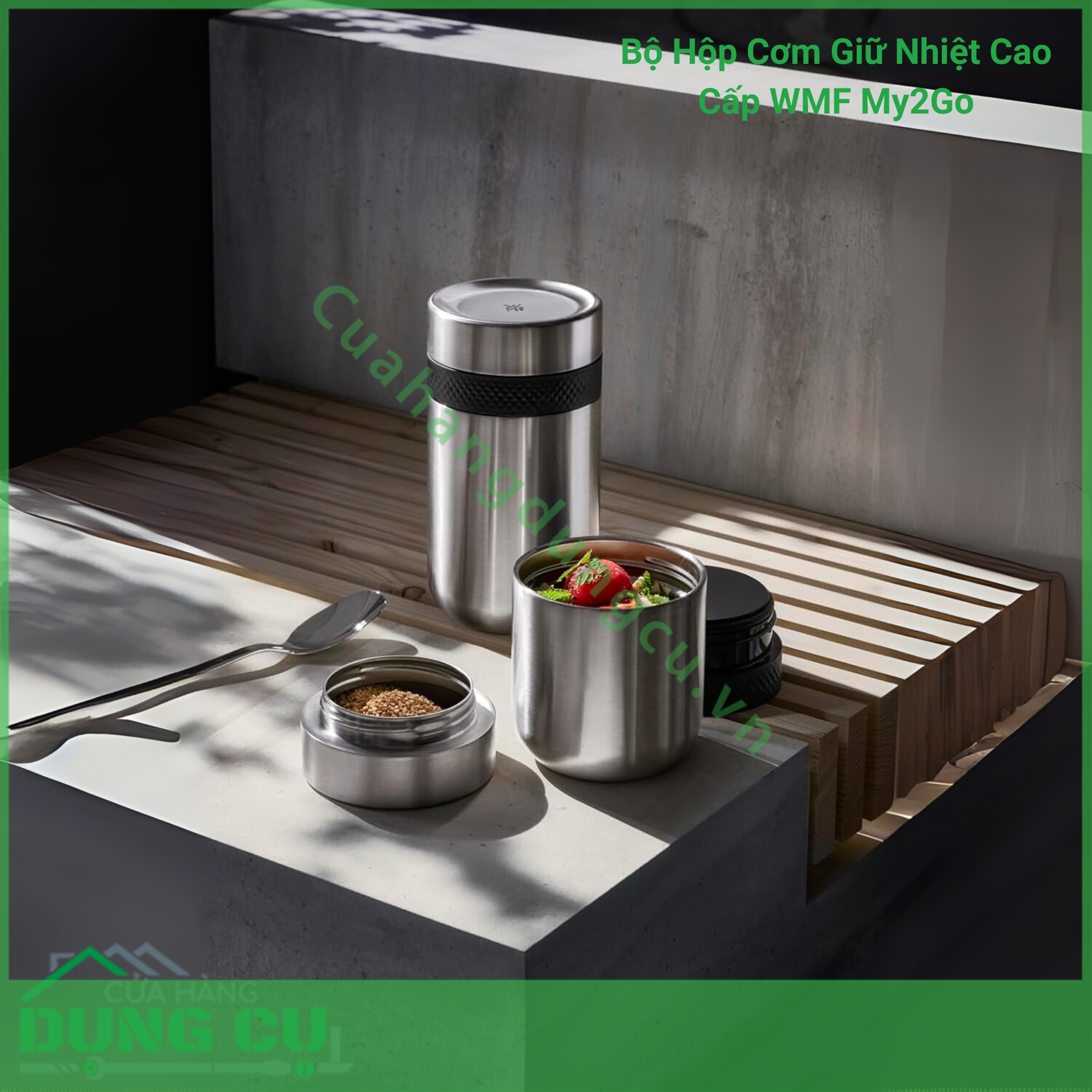 Bộ Hộp Cơm Giữ Nhiệt Cao Cấp WMF My2Go - kèm đũa thìa