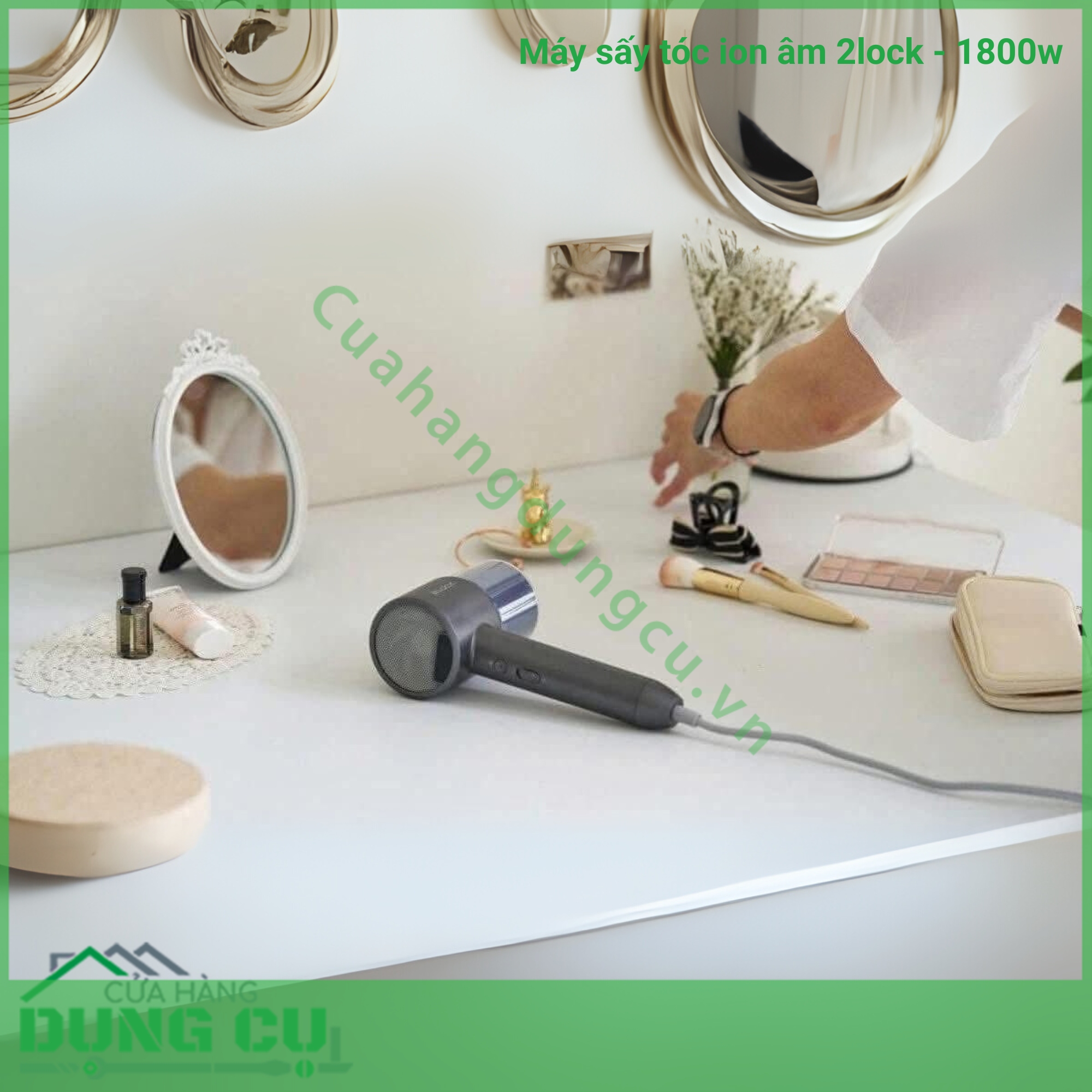 Máy sấy tóc ion âm 2lock - 1800w