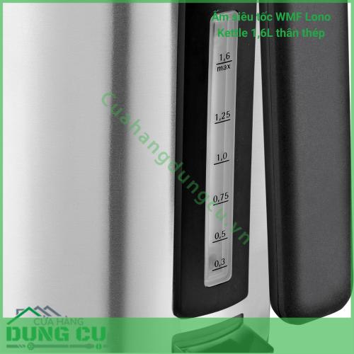 Ấm siêu tốc WMF Lono Kettle 1 6L thân thép 2 400W siêu bền đẹp